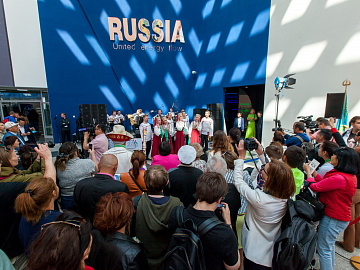 The Pyatnitsky Russian Folk Chorus performance on the RUSSIA pavilion opening. EXPO 2017 Astana 